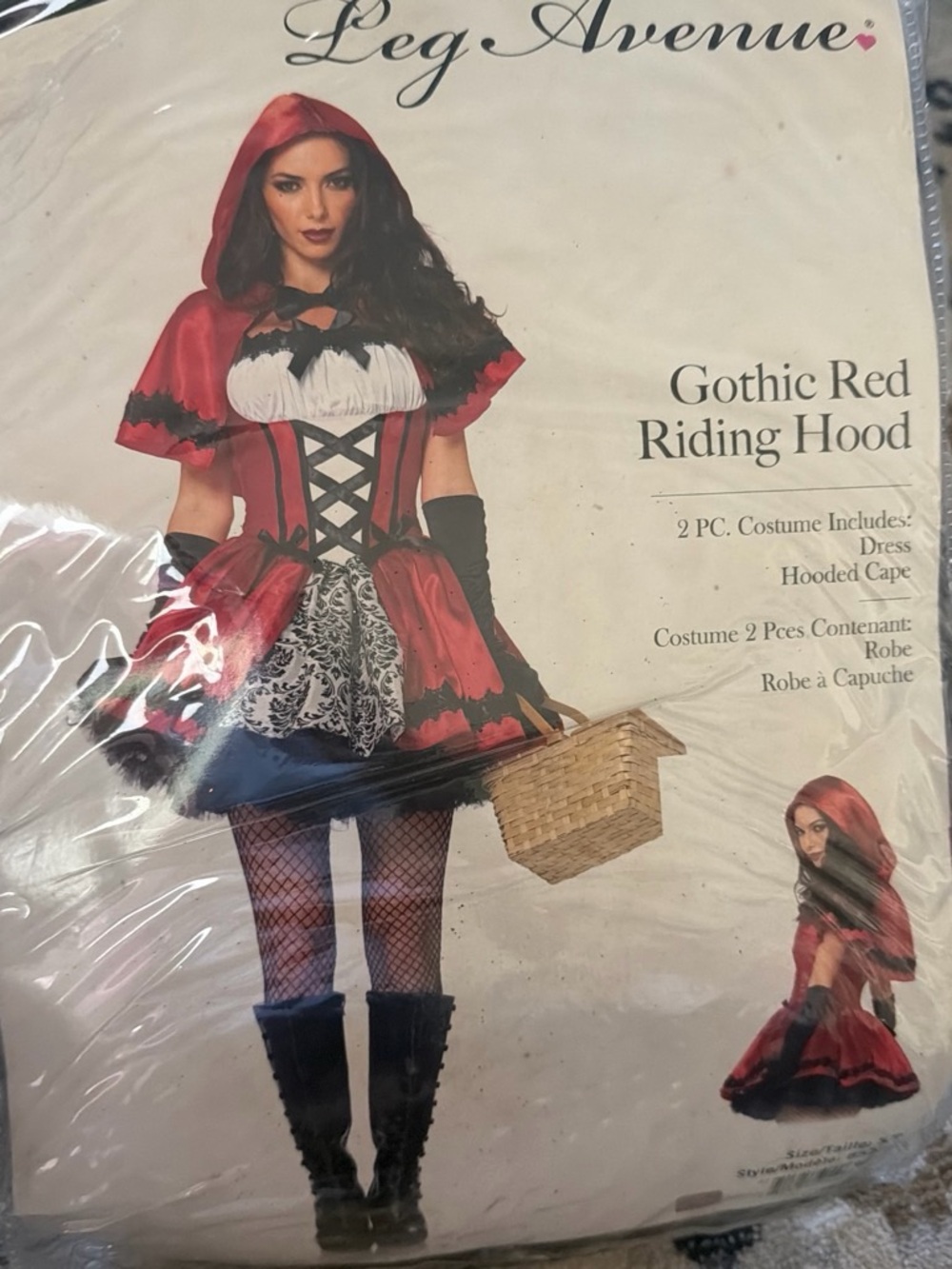 Leg Avenue Gothic Red Riding Hood Costume - Red Hooded Cape & Dress